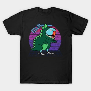Vaporwave Blue Indian Ringneck Dinosaur T-Shirt